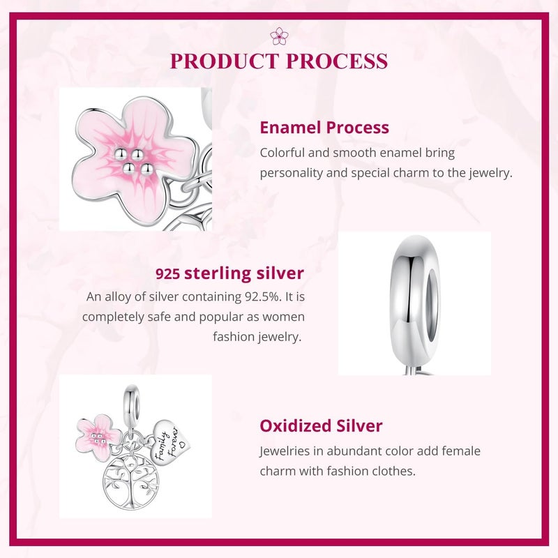 VOROCO Store Charm 925 Sterling Silver Bracelet Necklace Pendant Bead Charms Jewelry Gift for Women Mother Daughter Grandma Family Friends - Image 5